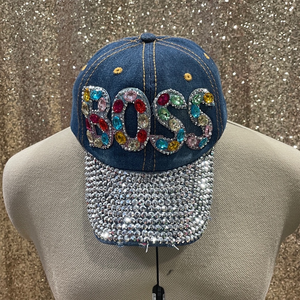 Source Unknown Denim and Rhinestone 'BOSS' Cap